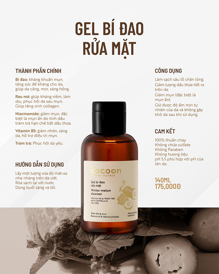 gel bí đao rửa mặt cocoon